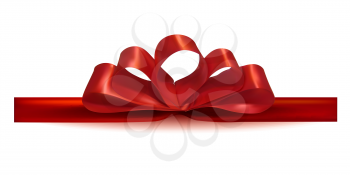 Realistic red bow on a white background. Object for design. Vector illustration