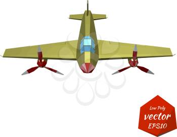 Plane on a white background. The twin-engine fighter. Vintage. Vector illustration.