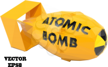 Stylized yellow atomic bomb on a white background. Vector illustration