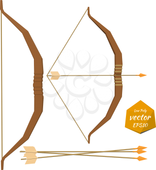 Bow and arrows. Low poly style. Vector illustration