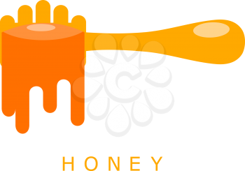 Ladle of honey on a white background. Flat style. Vector illustration