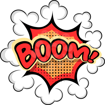 Colored Cartoon explosion BOOM! Cartoon explosion on a white background. Comic 
speech bubble BOOM! Stock vector