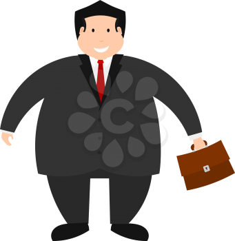 Vector illustration of a young successful businessman on a white background. Isolate. The 
figure of a man with a full portfolio. Stock vector