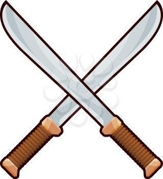 Vector illustration of two crossed machetes cardboard on a white background. Logo. Stock 
vector