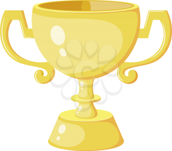 Gold Cup winner in Cartoon style. Gold Cup - the award winner of the competition. Yellow Cartoon cup on a white background. Design element. Stock vector