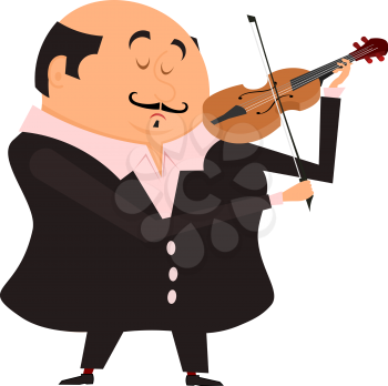 Cartoon violinist. The man playing the violin on a white background. Vektornayaya illustration of a musician on stage with his violin. Stock vector