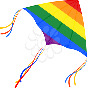 Vector kite flying on a white background. Illustration Kite with gay flag. Sign of homosexual communities. Stock vector