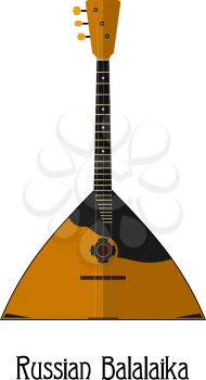 The national Russian musical instrument on a white background. Balalaika. Flat style. Isolate. Subject of Russian culture. Stock vector illustration