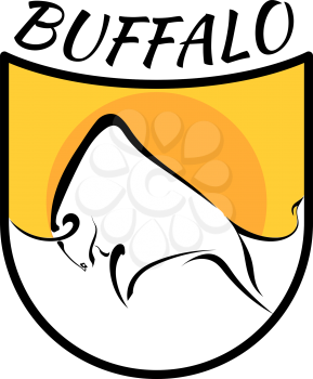 Buffalo logo. Color vector image of a buffalo on a yellow background. The basis of your design. Stock vector illustration