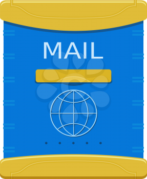 Vector illustration of abstract blue mailbox on a white background. Postbox, Cartoon style. Letter-box