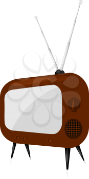 Vector illustration of a vintage TV. Retro television in Cartoon style on a white background. 
Old tube TV technology
