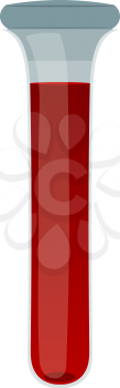 Vector illustration of a glass medical tube of blood. blood test. Cartoon style. Test tubes with 
blood on a white background, isolated object. Medical research