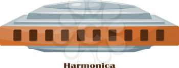 Vector image of a musical instrument - harmonica on a white background. Stock vector illustration
