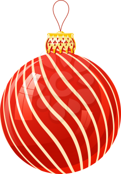 Red Christmas ball with twisted elements on a white background. Isolated Christmas ball abstract. Vector illustration of 
Christmas ball