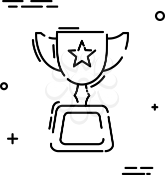 Sports cup winner, in a linear style. Linear icon. Isolated on white background. Vector illustration.