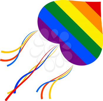 Vector kite flying on a white background. Illustration Kite with gay flag. Sign of homosexual communities. Stock vector