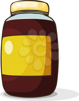 Honey in the jar. A bright colored cardan drawing of honey in a glass jar on a white background. Vector illustration of sweet food