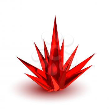 Red crystal. Realistic volumetric crystal on a white background. Vector illustration of an element of nature