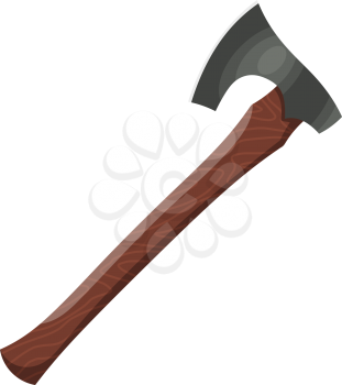 Ax with a wooden handle. Vector color illustration of a one axe cartoon style on a white background. Tool carpenter. Design Element