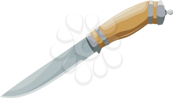 Color image of a knife on a white background. Vector illustration Cartoon style knife