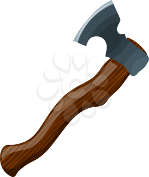 Simple battle ax on a white background. Vector illustration of a carton style ax with a wooden handle