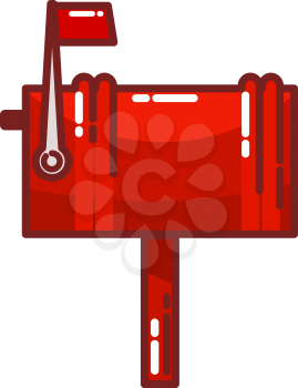 Color image of a red mailbox icon on a white background. Vector illustration