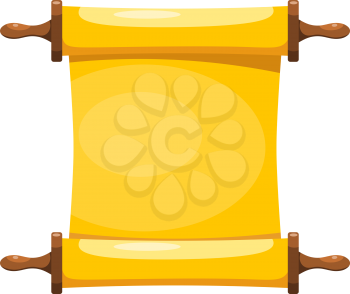 Color image of a papyrus roll icon on a white background. Vector illustration of a scroll of yellow paper