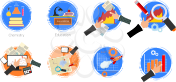 Creativity icons imagination, business and learning vector illustration abstract colorful flat creative design elements design process.