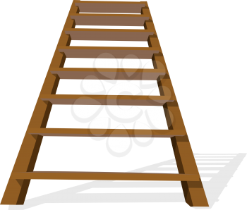 Realistic wooden ladder on a white background. Vector Illustration