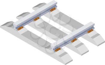 Color image rail and sleepers on a white background. Railway in isometric style. Trend Vector illustration