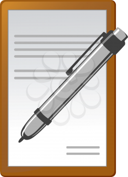 Royalty Free Clipart Image of a Notebook and Pen