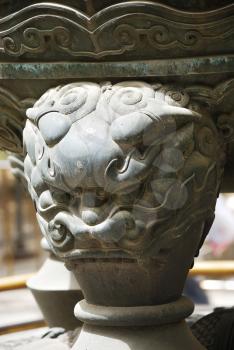 Little stone lion near temple in Forbidden City