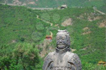 Old warrior near the  Great Wall in China