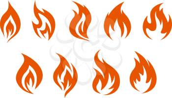 Fire symbols isolated on white background. Vector illustration