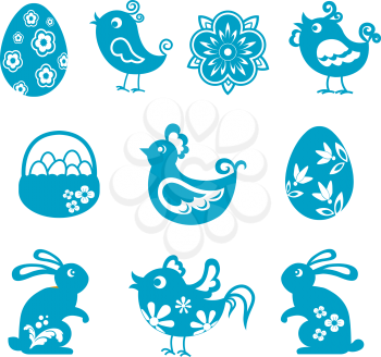 Set of easter symbols for holiday design. Vector illustration