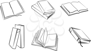 Set of isolated books silhouettes. Vector illustration