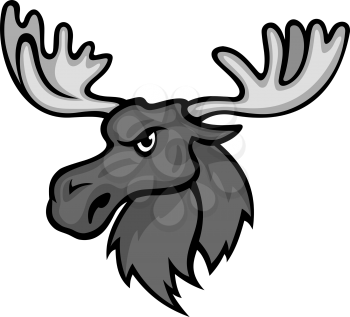 Wild moose with hornes in cartoon style. Vector illustration