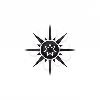 Wind-rose tool showing wind speed and direction isolated monochrome icon. Vector vintage cardinal direction tool, compass rose marine navigation instrument showing wind speed and direction