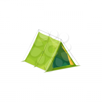 Pyramid shape tourists tent isolated camping equipment realistic icon. Vector hiking tent, travel picnic house, campsite awning. Temporary home of scouts, hiking cabin marquee, temporary house