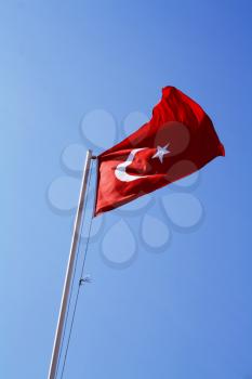 The National Flag of the Republic of Turkey on mast