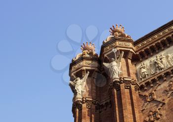 Close up of the Triumphal arch (Arc de Triomf) in Barcelona, Spain