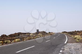 Empty road at Teide National Park in Tenerife, Canary Islands, Spain 