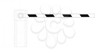 3D wire-frame model of boom barrier, front view