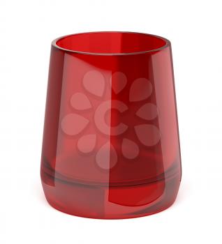 Empty red glass for water, liqueur, vodka or other alcoholic drink isolated on white background