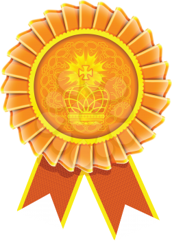 Royalty Free Clipart Image of a Ribbon With a Crown