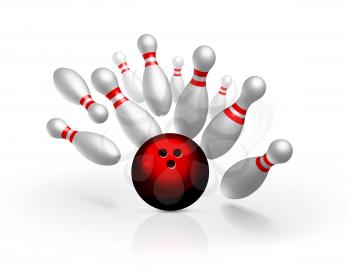 Bowling strike vector illustration isolated on white background