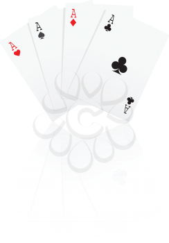 Royalty Free Clipart Image of Four Aces in Different Suits