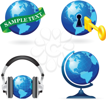 Royalty Free Clipart Image of Four Globes