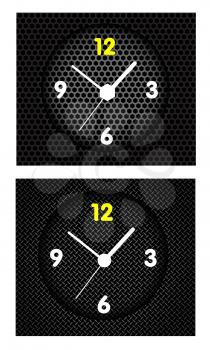 Abstract metal background with modern clock. Vector illustration