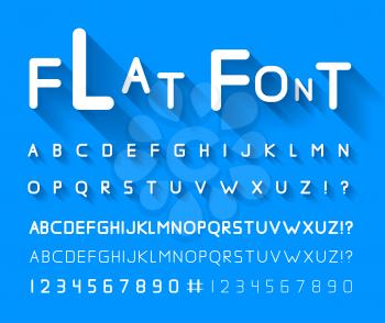 Flat font with long shadow. Vector illustration